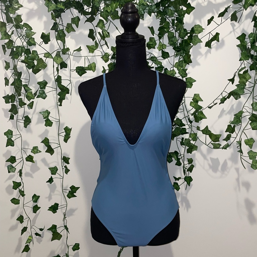 Solid V Neck One Piece Swimsuit *Sold